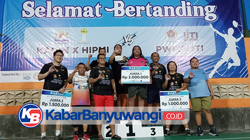 Hipmi, Kadin, PWI dan IJTI Banyuwangi Gelar Laga Eksebisi Badminton Santai