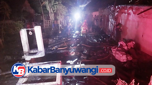 Diduga Dipicu Puntung Rokok, Rumah Dua KK di Banyuwangi Terbakar, Gas LPG Sempat Meletup
