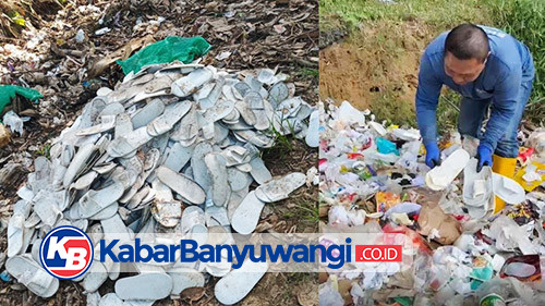 Sungai Watch Banyuwangi Temukan Tumpukan Limbah Sandal Hotel di Bulusan