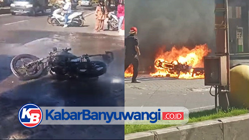 Sepeda Motor Terbakar di Kawasan SPBU Banyuwangi, Pemilik Melarikan Diri