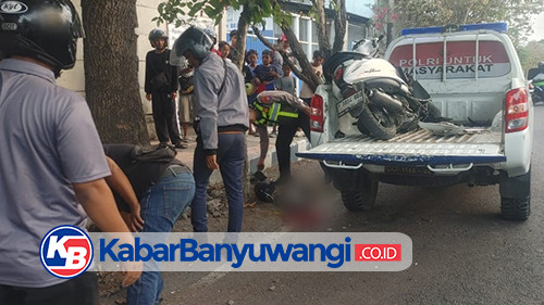 Remaja 15 Tahun Bawa Motor Tabrak Pohon di Jalan Gajah Mada Banyuwangi