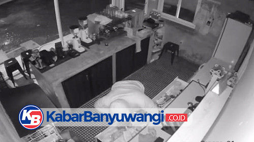 Kafe di Yosomulyo Banyuwangi Kembali Dibobol Maling, Aksinya Terekam CCTV