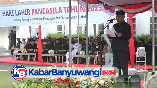 Wakil Bupati Banyuwangi Sugirah Pimpin Upacara hari Lahir Pancasila