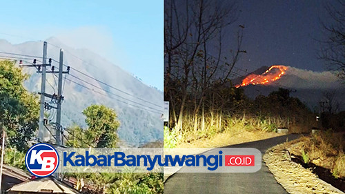 Hutan di Gunung Api Ringgih Sejak Kemarin Terbakar dan Belum Padam