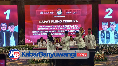 KPU Banyuwangi Tetapkan Nomor Urut Paslon, Ipuk-Muji 1, Ali-Ali 2