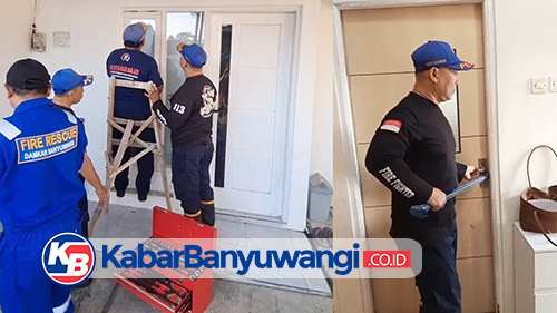 Aksi Sigap Damkarmat Banyuwangi Evakuasi Ibu dan Anak Terjebak Pintu Kamar Rusak