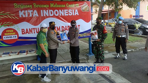 Lagi, Polresta Banyuwangi Bagikan 500 Paket Sembako ke Warga Terdampak PPKM Darurat