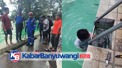 Dikira Bercanda, Kaki Siswa SMP Terjepit Tangga Kolam Renang GOR Tawang Alun Banyuwangi