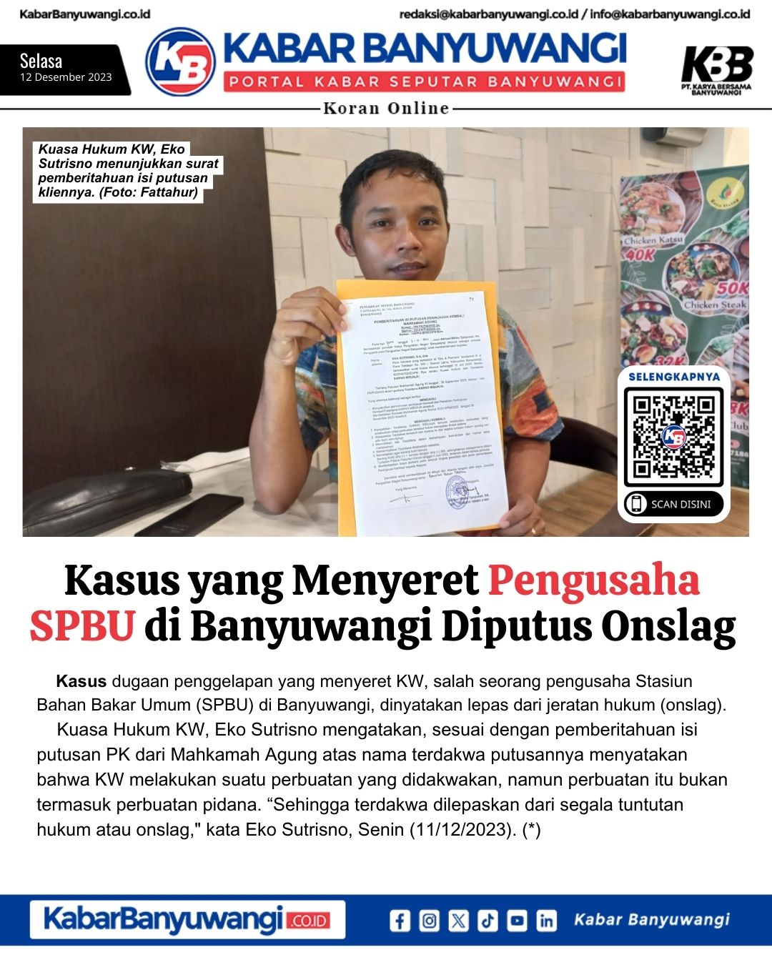 Koran Online, Selasa 12 Desember 2023